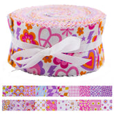CraftsFabrics 20pcs 2.5" Dreamy Pink Floral Jelly Rolls Fabric Strips for Quilting